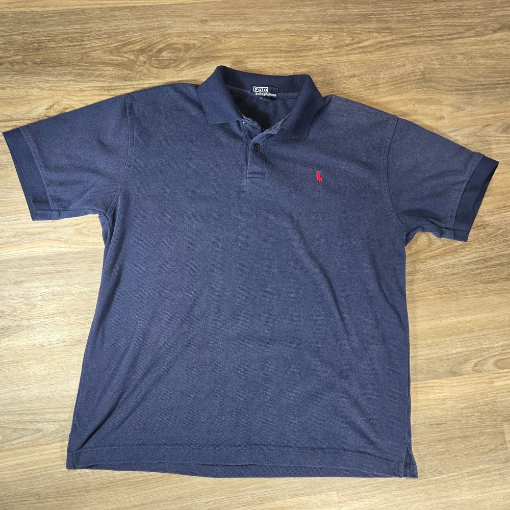 Vintage Polo Ralph Lauren Polo Shirt Mens XL Navy Blue USA Made Preppy Pony